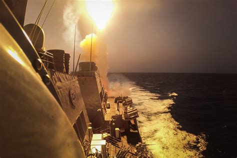 US Navy ships support Israel against Iranian missile attack.